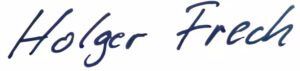 Der Name Holger Frech von Handgeschrieben.